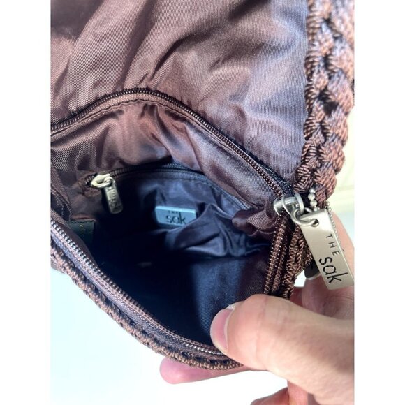 THE Sak Crochet Crossbody Purse Small Mini 7” X 7” Excellent Brown - Picture 15 of 16